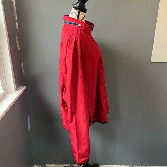 Eddie Bauer Red and Blue lightweight windbreaker with hidden hood and pockets - Picture 6 of 12